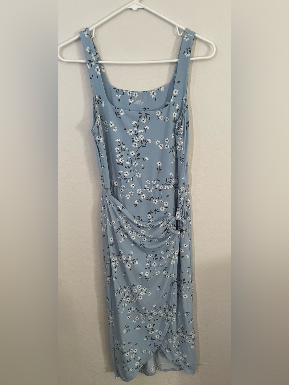 No Boundaries Blue Floral Midi Dress with Tie Detail